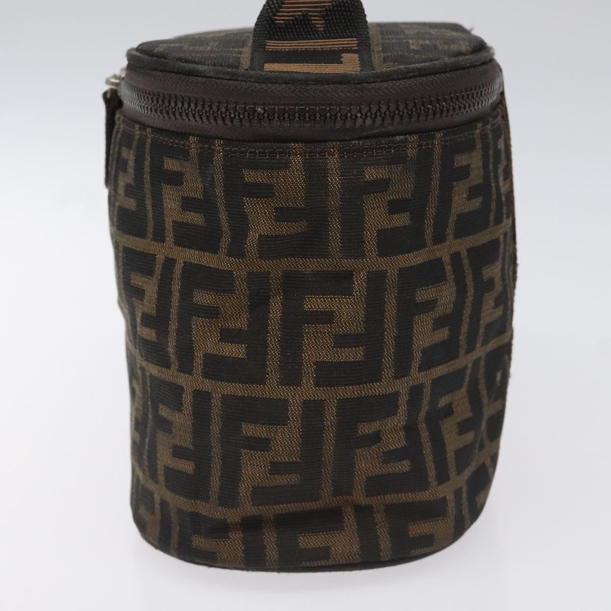 FENDI Zucca Canvas Vanity Hand Bag Brown Black yb723