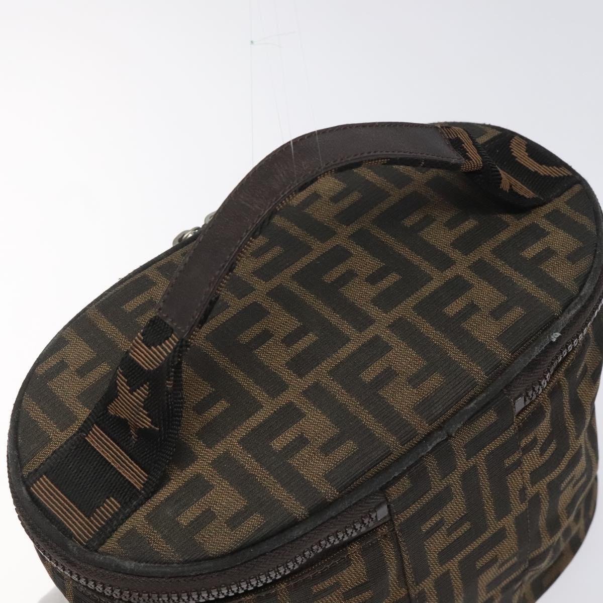 FENDI Zucca Canvas Vanity Hand Bag Brown Black yb723