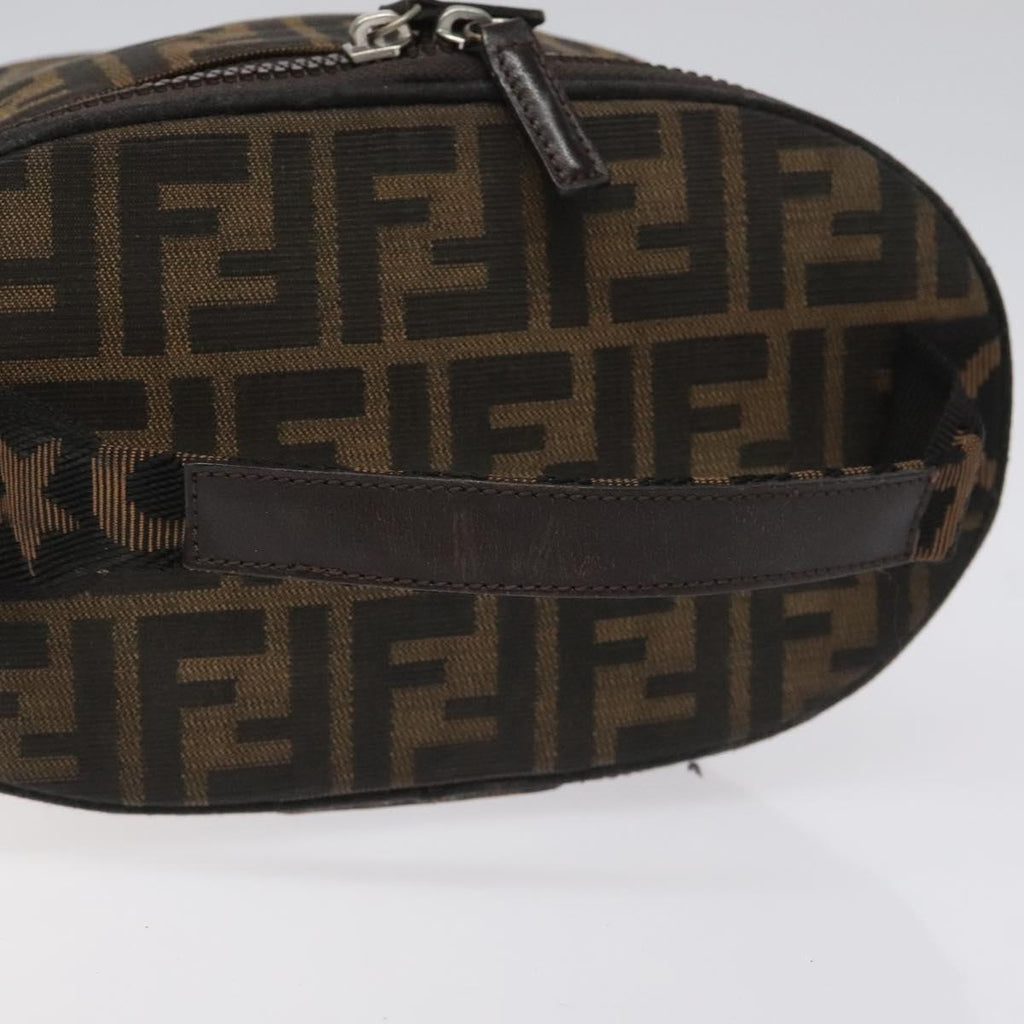 FENDI Zucca Canvas Vanity Hand Bag Brown Black yb723