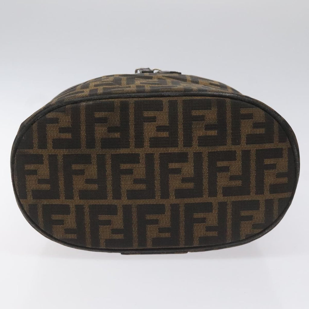 FENDI Zucca Canvas Vanity Hand Bag Brown Black yb723