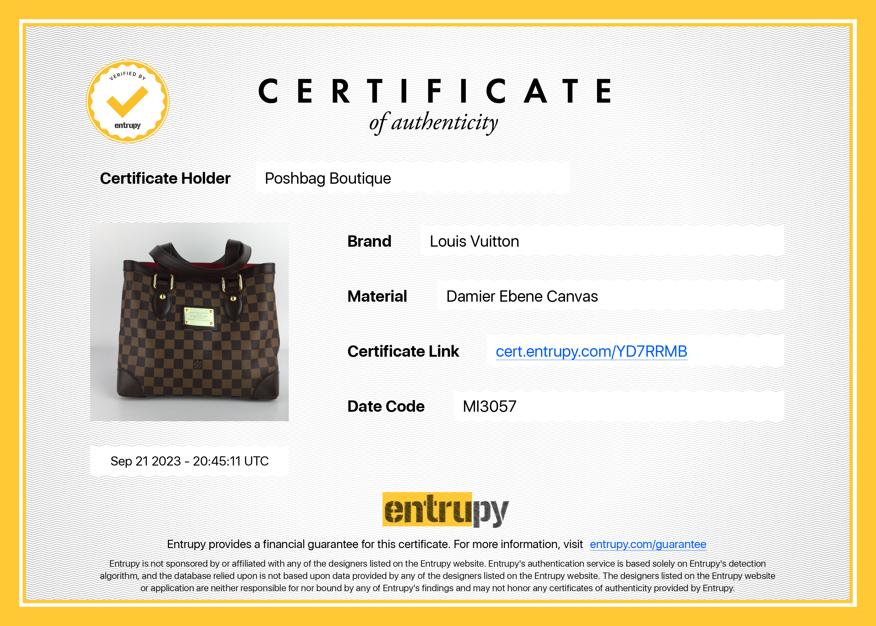 Louis Vuitto Louis Vuitton Hampstead PM Damier Ebene Canvas Bag