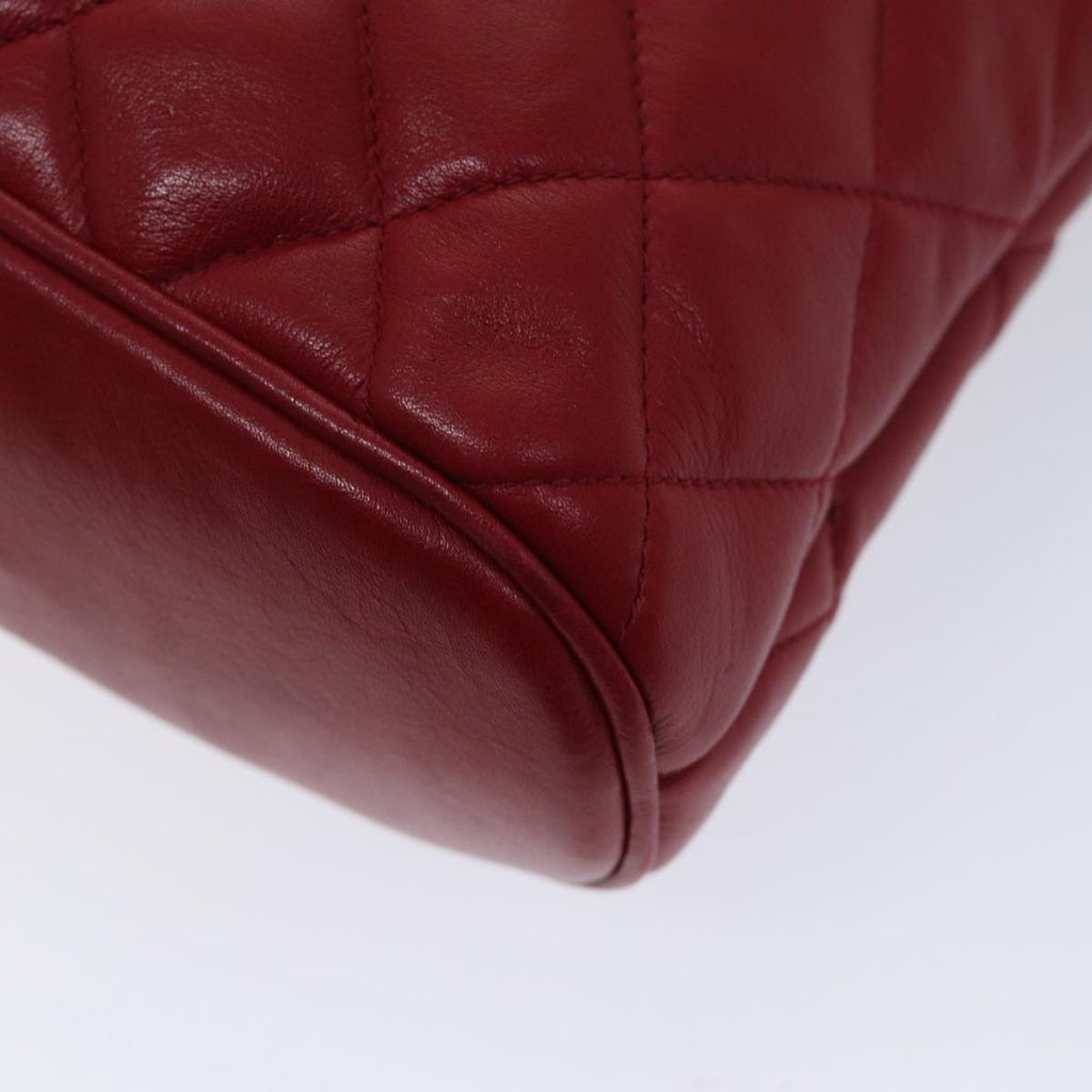 CHANEL Matelasse Chain Shoulder Bag Leather Red CC yk11662