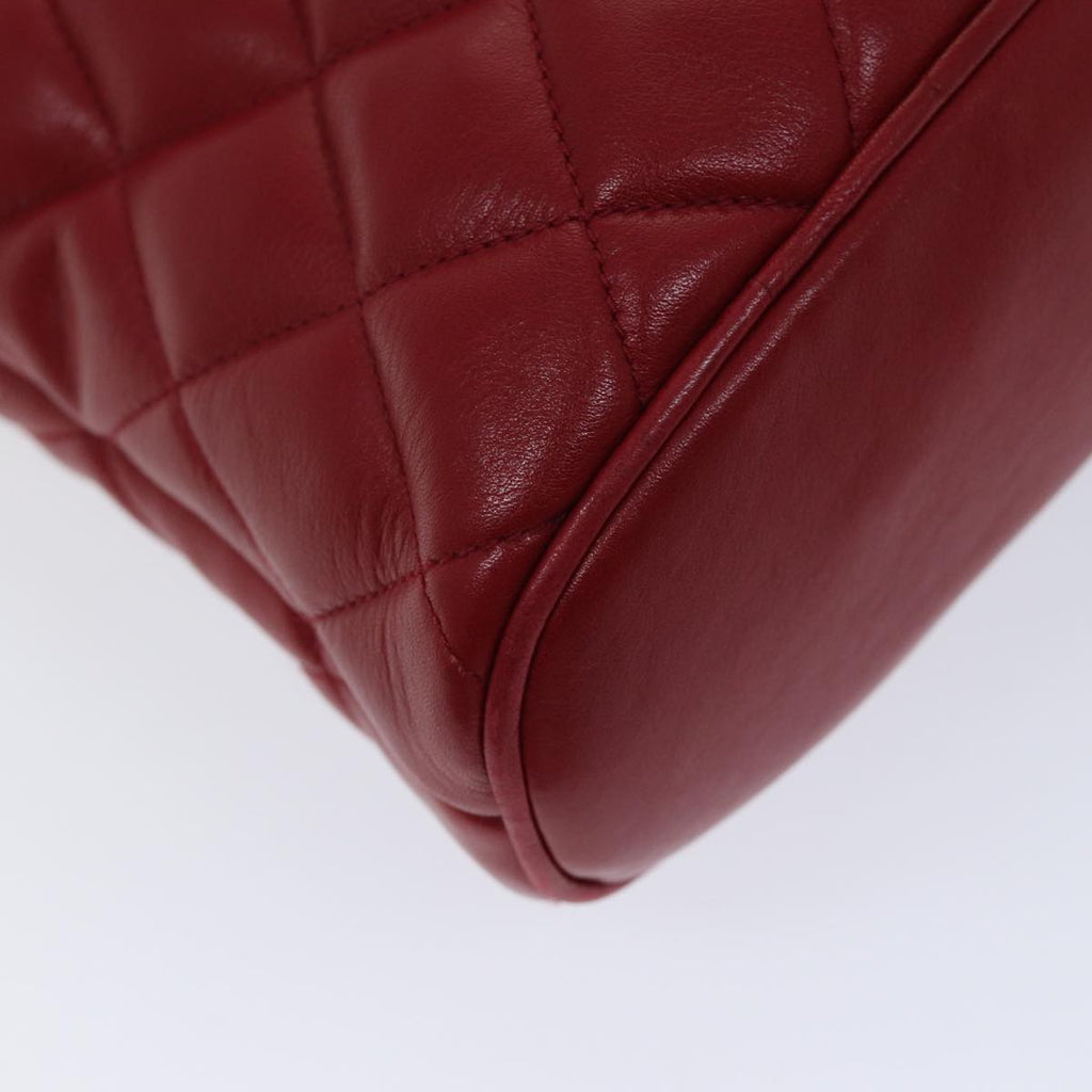 CHANEL Matelasse Chain Shoulder Bag Leather Red CC yk11662