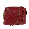 CHANEL Matelasse Chain Shoulder Bag Leather Red CC yk11662
