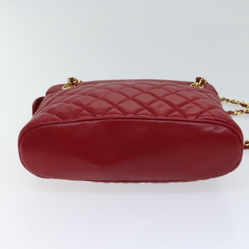 CHANEL Matelasse Chain Shoulder Bag Leather Red CC yk11662