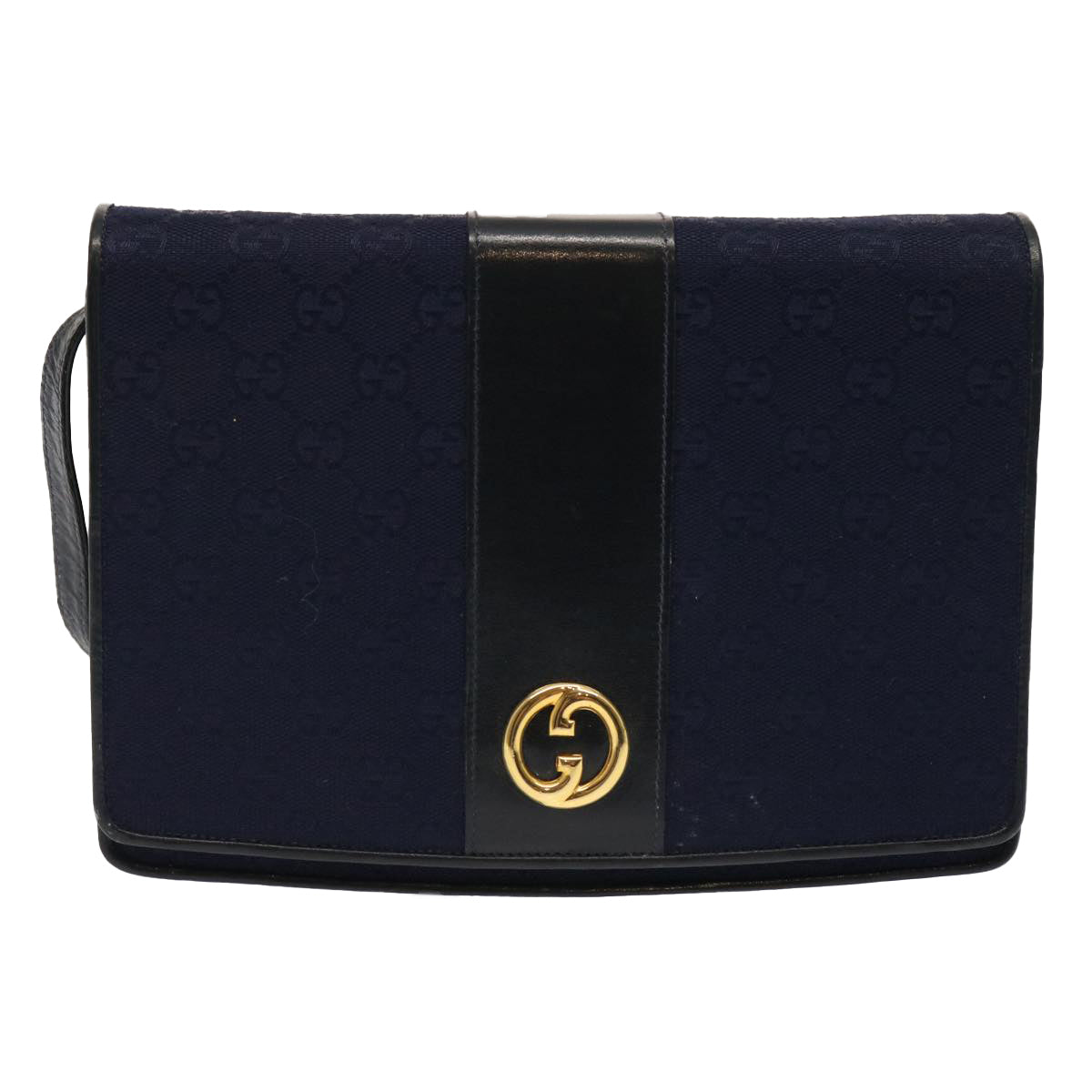 GUCCI GG Canvas Shoulder Bag Navy Black yk11772