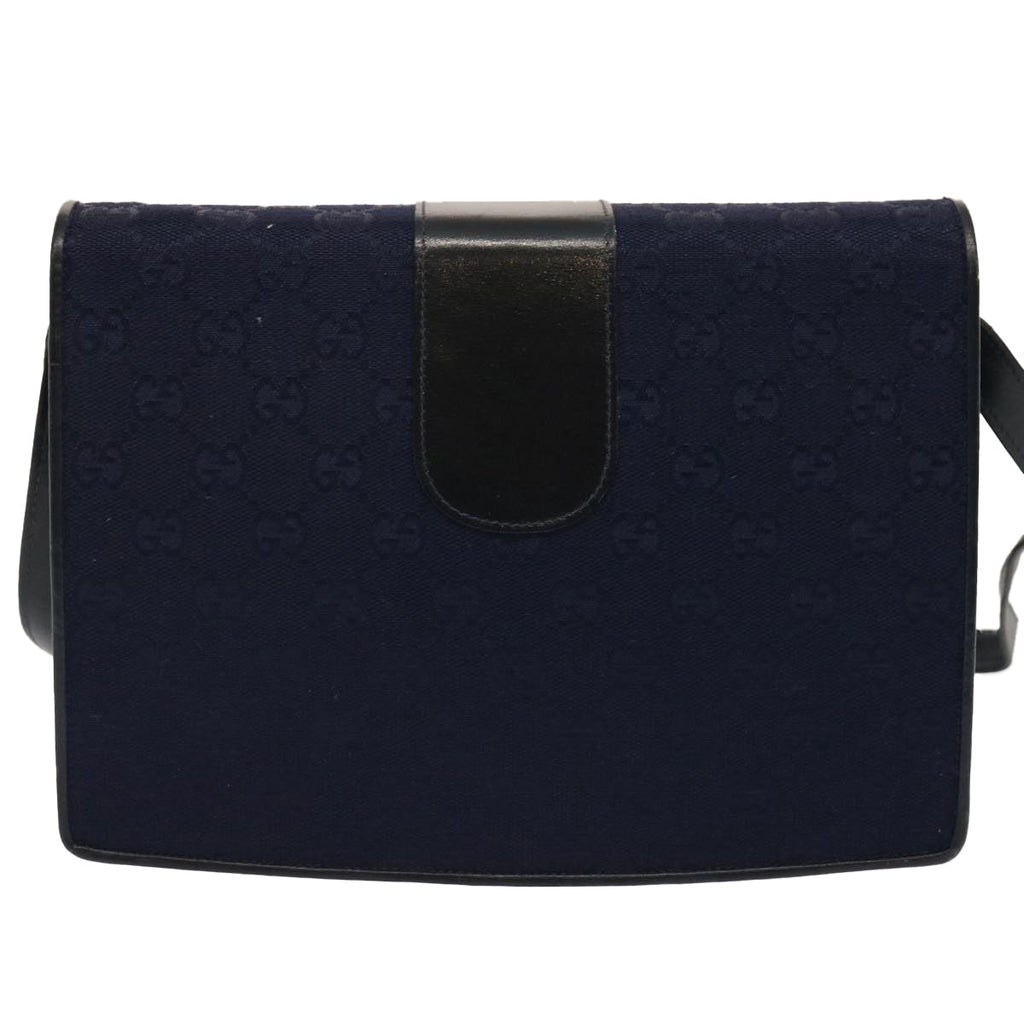 GUCCI GG Canvas Shoulder Bag Navy Black yk11772