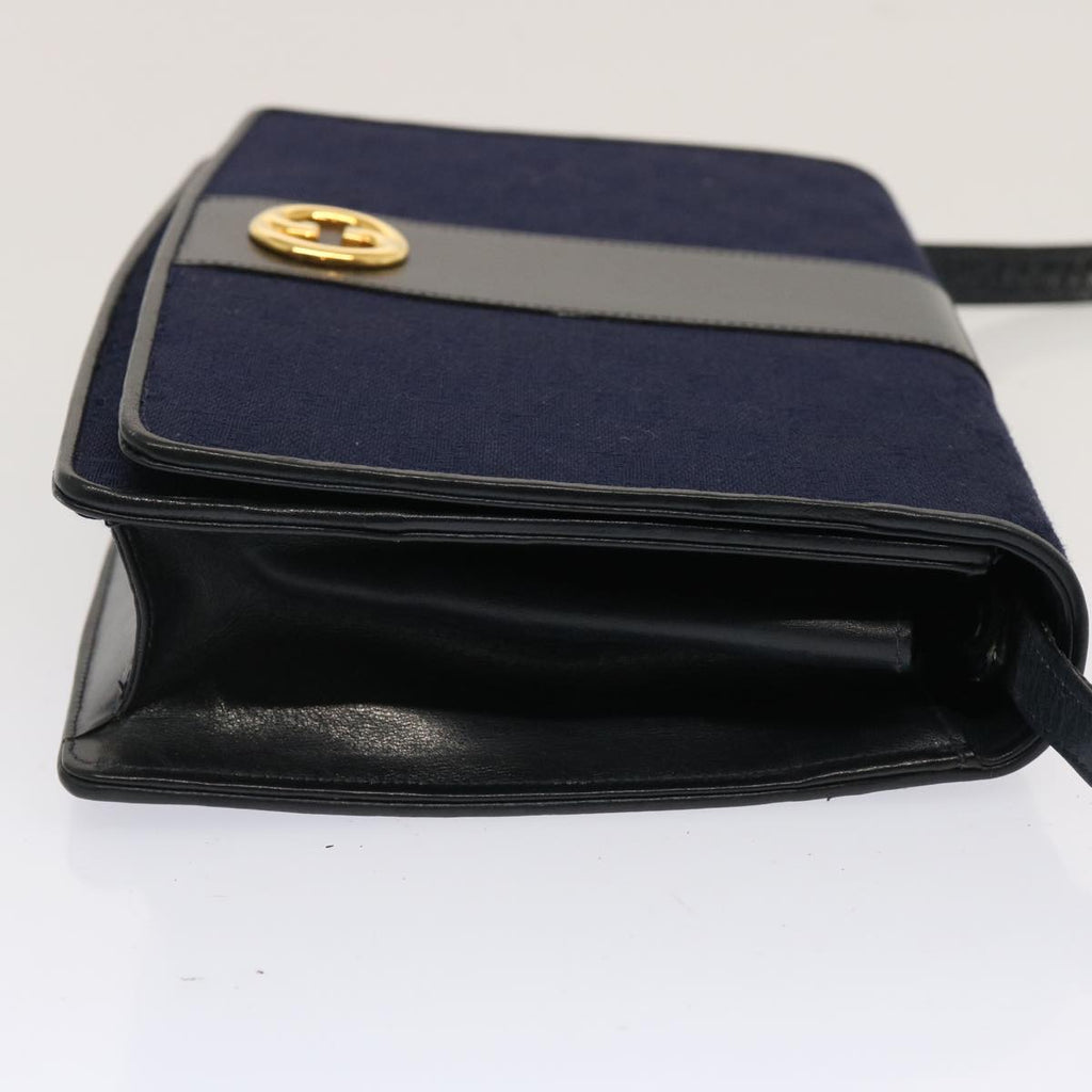 GUCCI GG Canvas Shoulder Bag Navy Black yk11772
