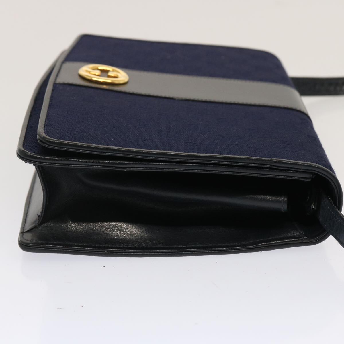 GUCCI GG Canvas Shoulder Bag Navy Black yk11772