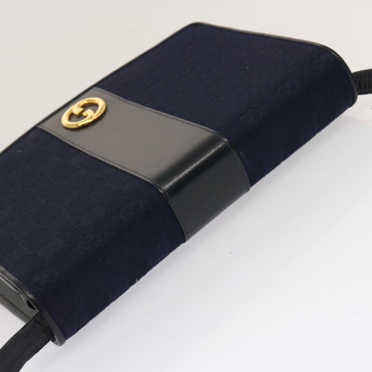 GUCCI GG Canvas Shoulder Bag Navy Black yk11772