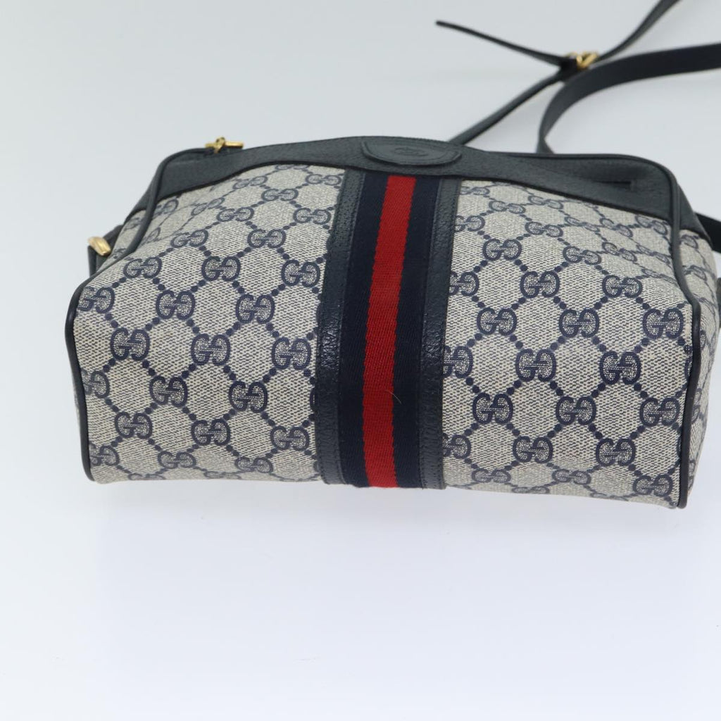 GUCCI GG Canvas Sherry Line Shoulder Bag PVC Navy Red yk11810