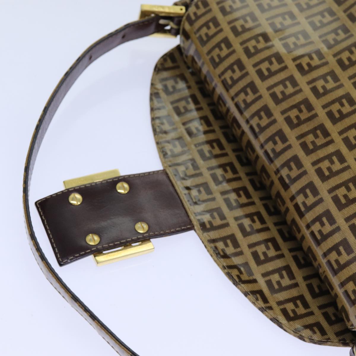 FENDI Zucchino Canvas Mamma Baguette Shoulder Bag Beige yk11816