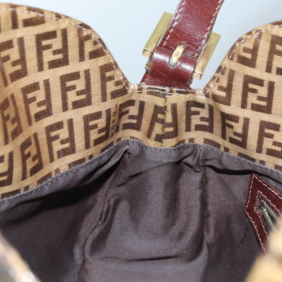 FENDI Zucchino Canvas Mamma Baguette Shoulder Bag Beige yk11816