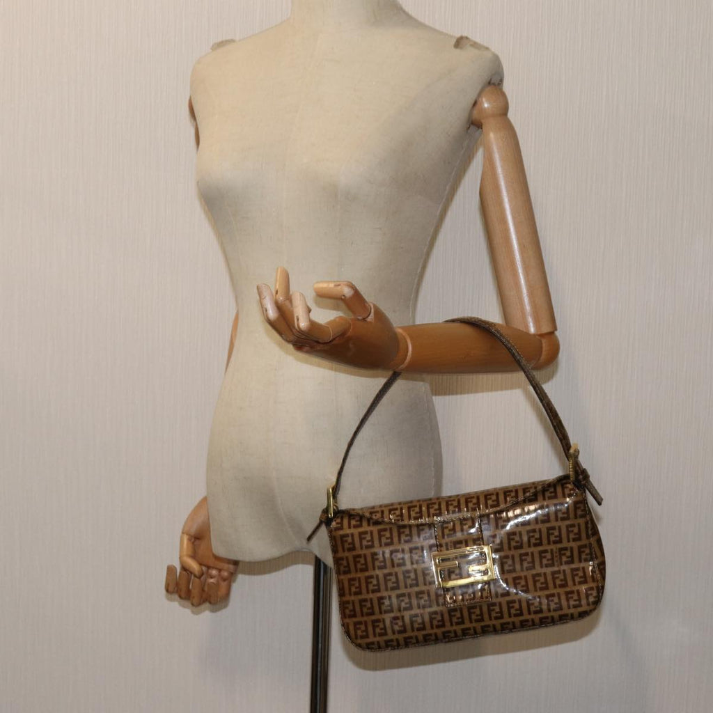 FENDI Zucchino Canvas Mamma Baguette Shoulder Bag Beige yk11816