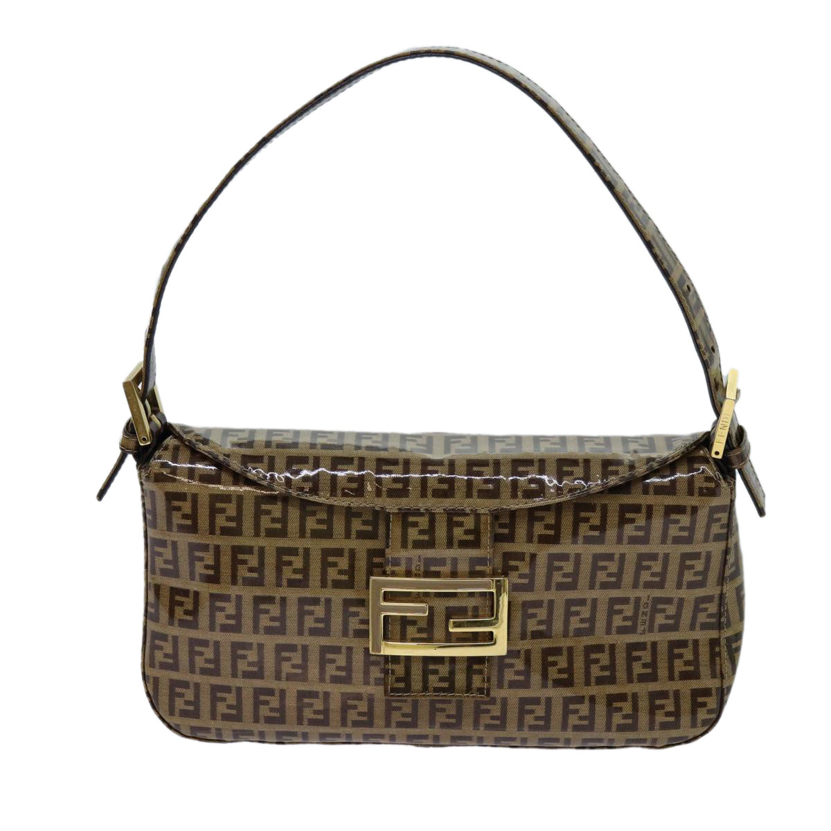 FENDI Zucchino Canvas Mamma Baguette Shoulder Bag Beige yk11816