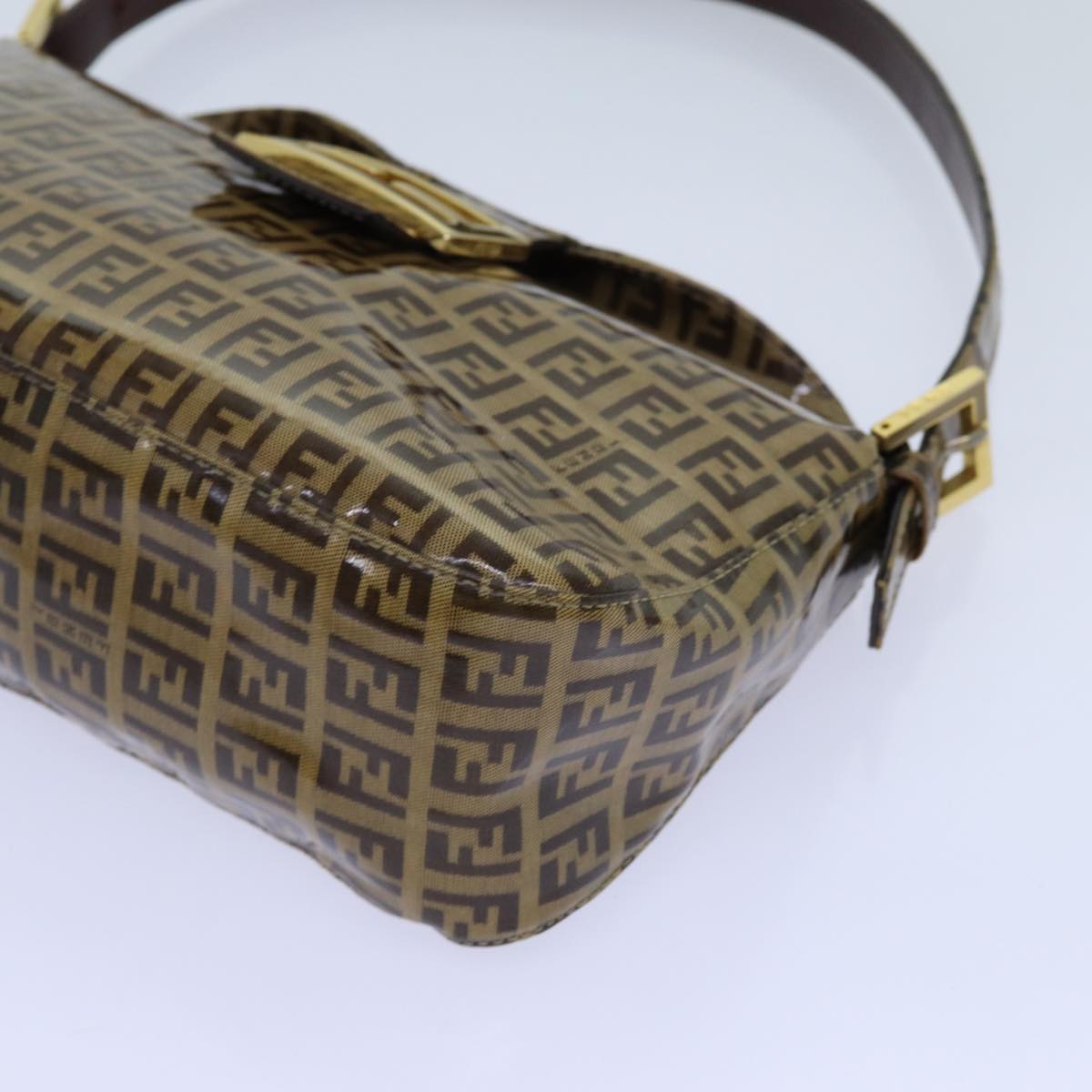 FENDI Zucchino Canvas Mamma Baguette Shoulder Bag Beige yk11816