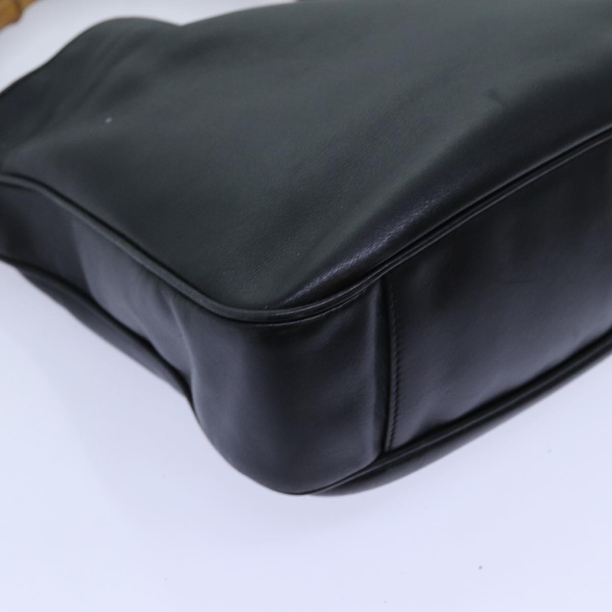 GUCCI Bamboo Hand Bag Leather 2way Black 001 2113 1638 yk11916