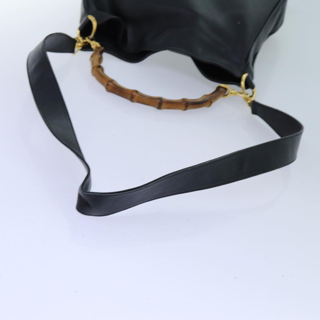 GUCCI Bamboo Hand Bag Leather 2way Black 001 2113 1638 yk11916
