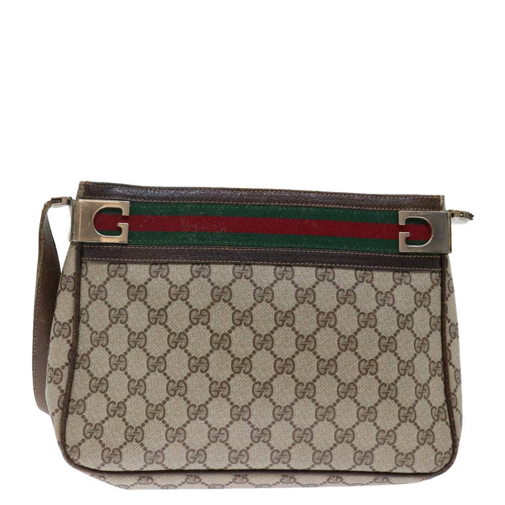 GUCCI GG Supreme Web Sherry Line Shoulder Bag PVC Beige Red Green yk11953