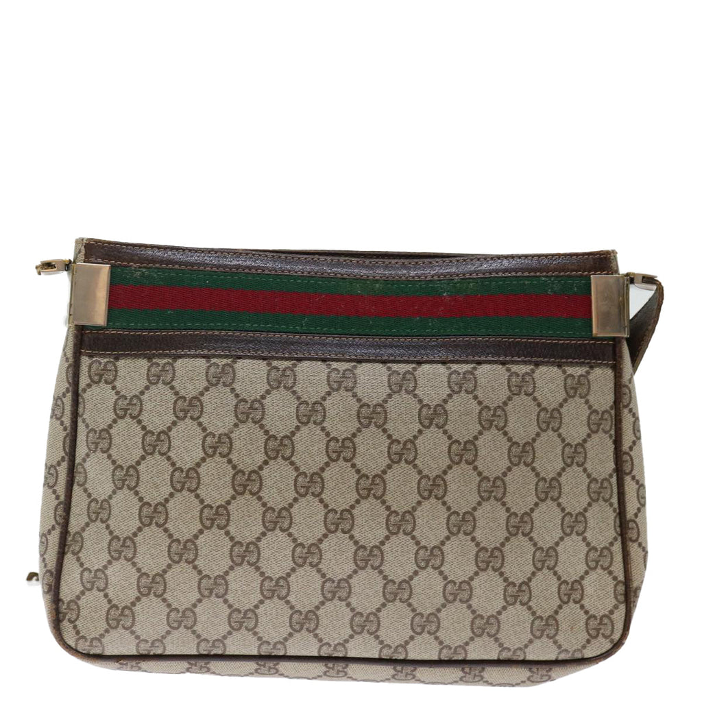 GUCCI GG Supreme Web Sherry Line Shoulder Bag PVC Beige Red Green yk11953
