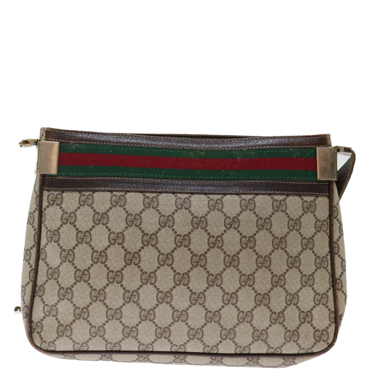 GUCCI GG Supreme Web Sherry Line Shoulder Bag PVC Beige Red Green yk11953