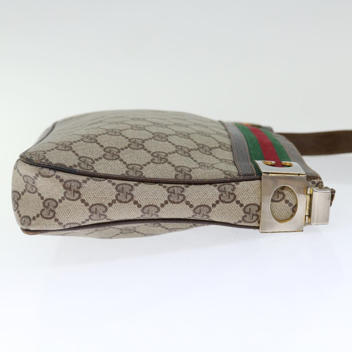 GUCCI GG Supreme Web Sherry Line Shoulder Bag PVC Beige Red Green yk11953