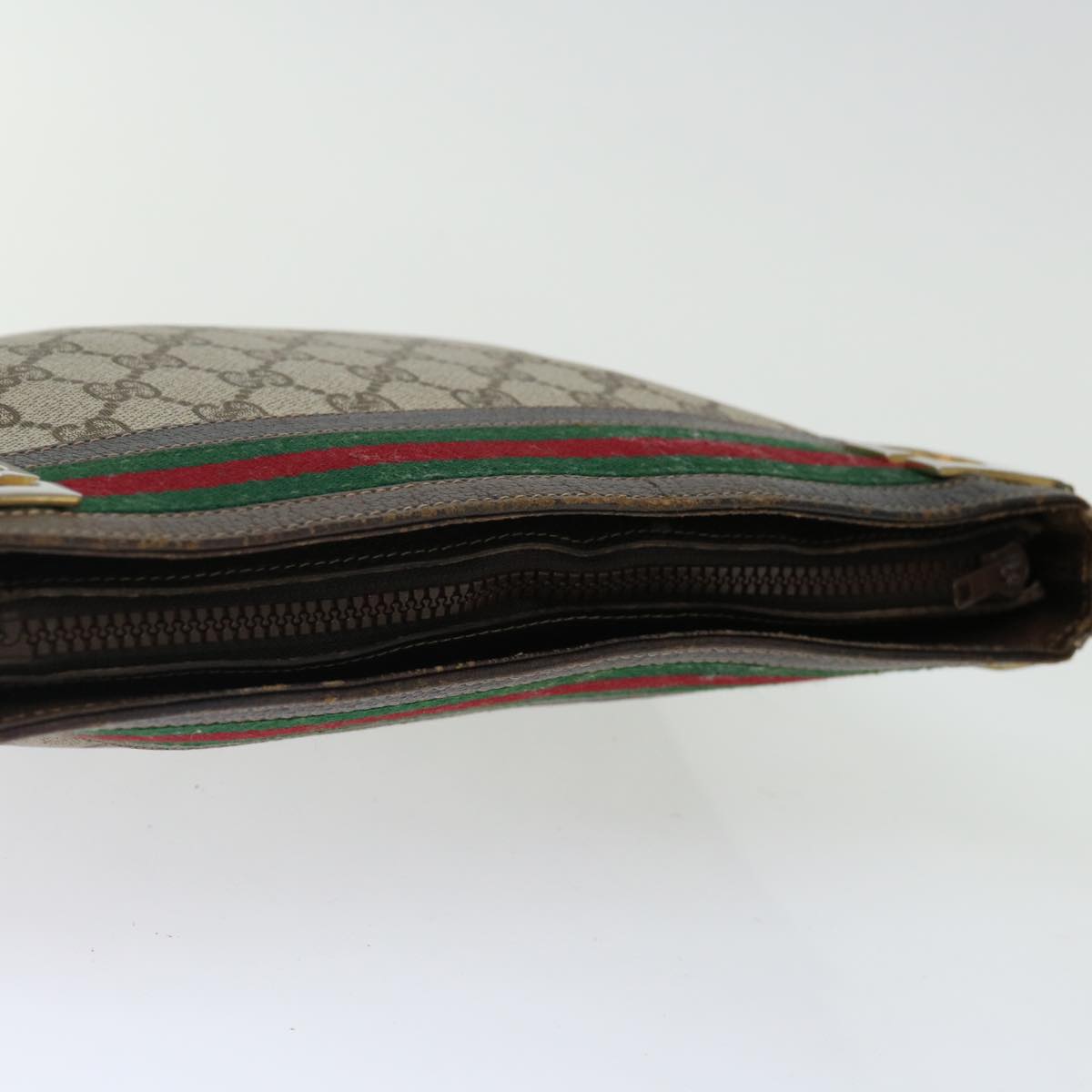 GUCCI GG Supreme Web Sherry Line Shoulder Bag PVC Beige Red Green yk11953