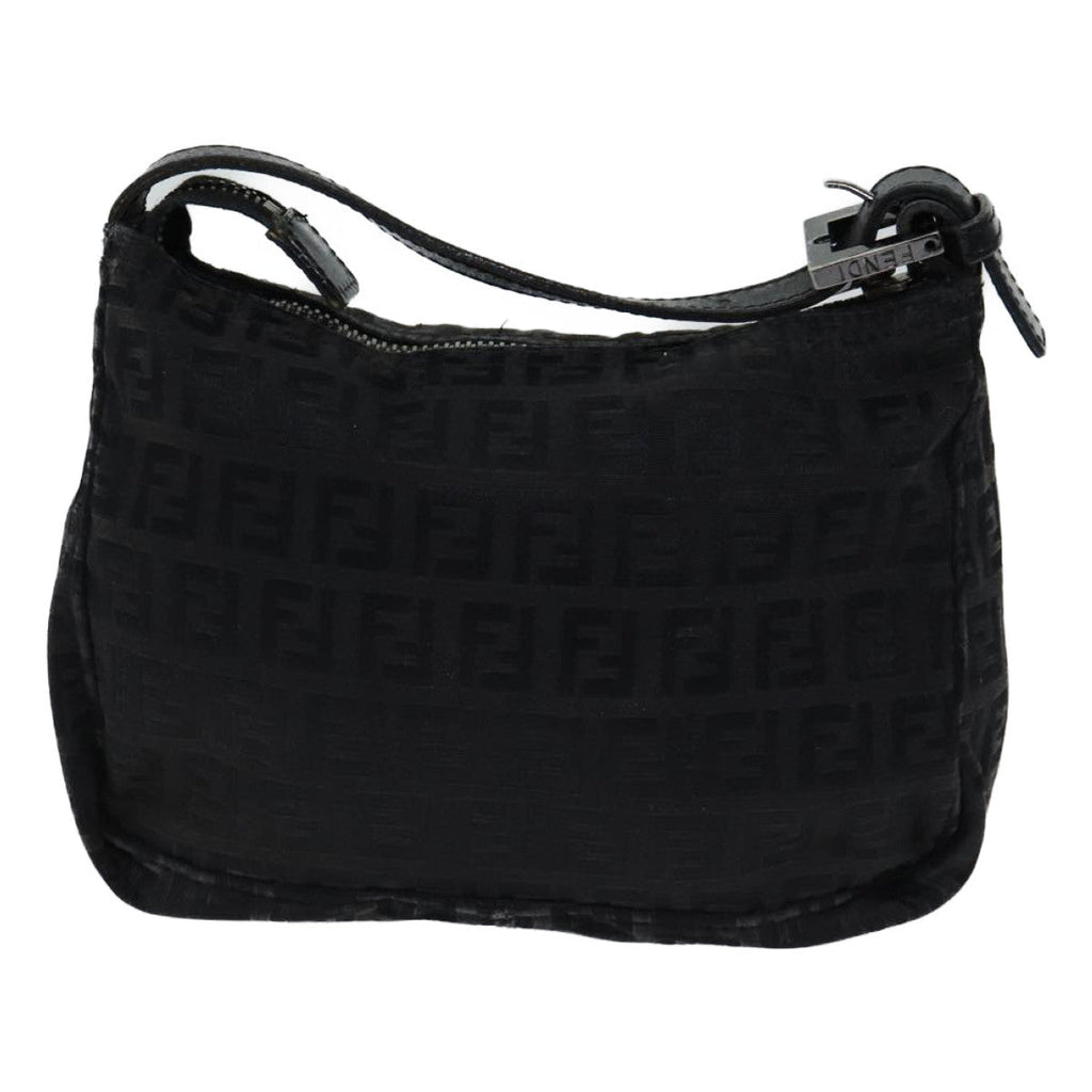 FENDI Zucchino Canvas Hand Bag Black yk11960