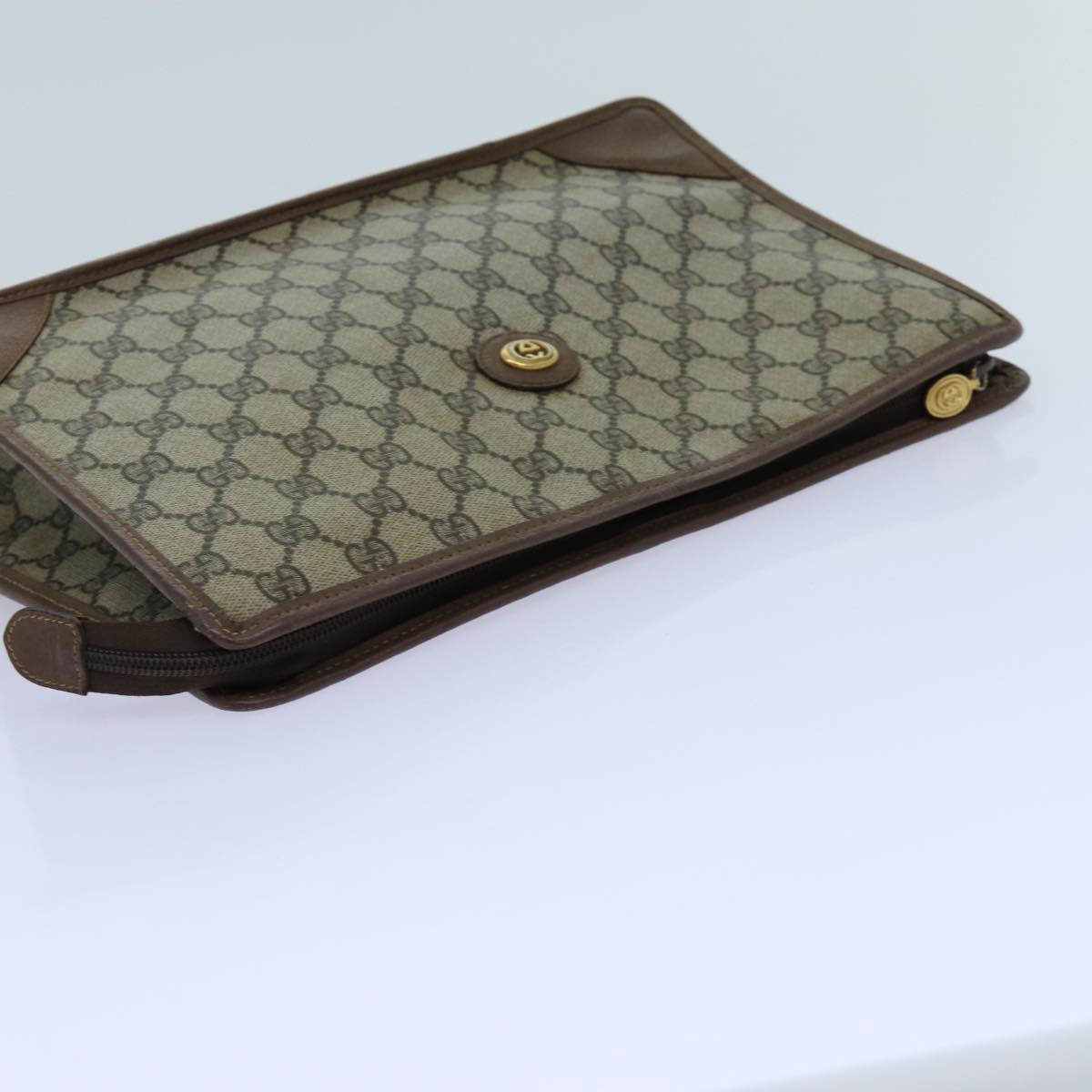 GUCCI GG Supreme Web Sherry Line Clutch Bag Beige 014 123 6053 yk11962