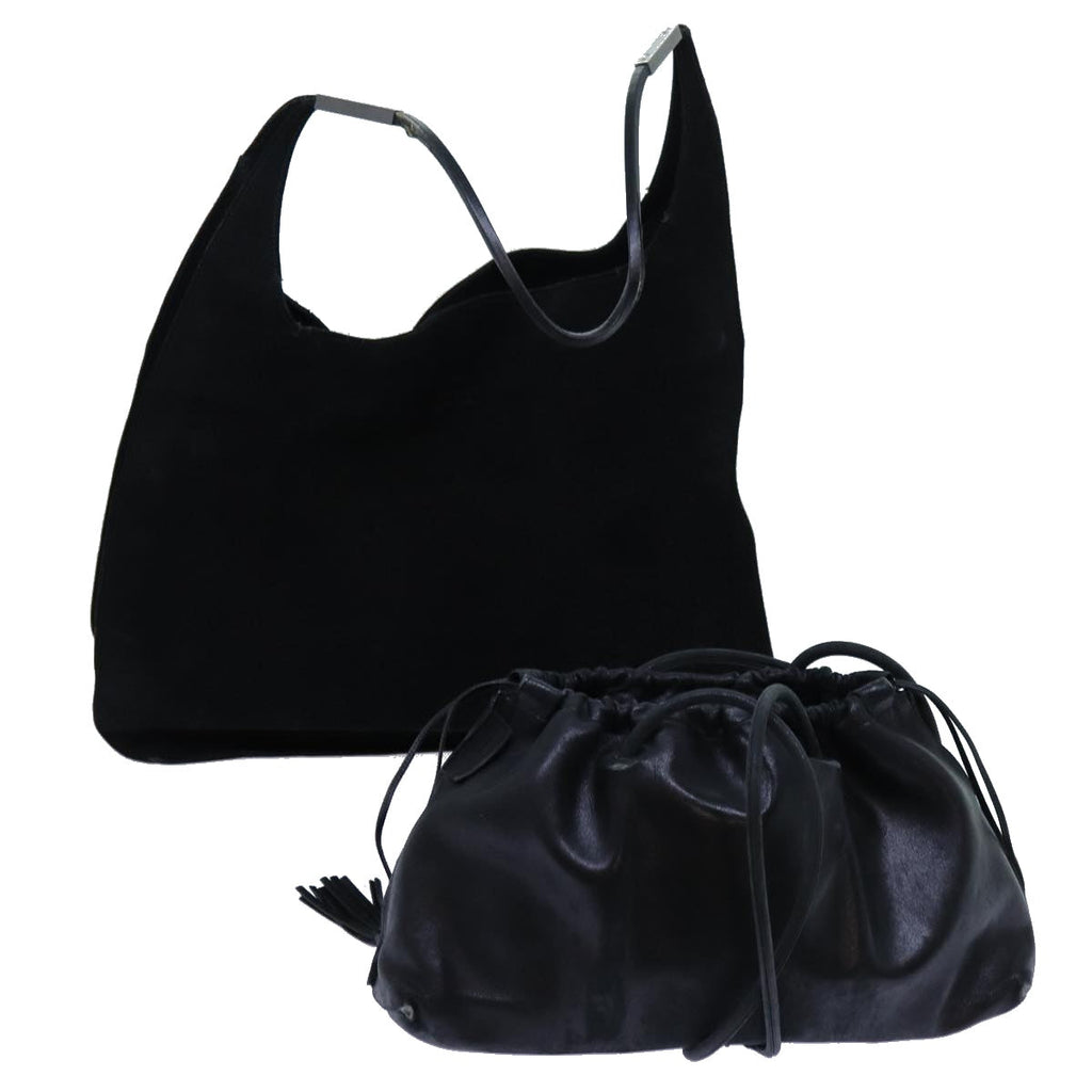 GUCCI Shoulder Bag Suede Leather 2Set Black yk12004