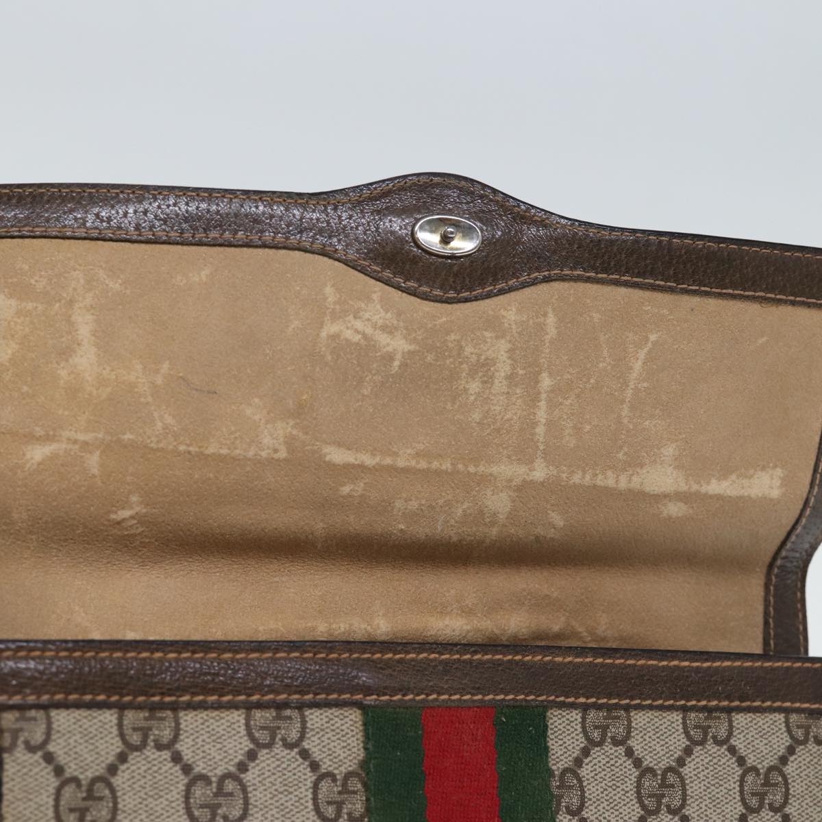 GUCCI GG Canvas Web Sherry Line Clutch Bag Beige Green 84 01 006 yk12008