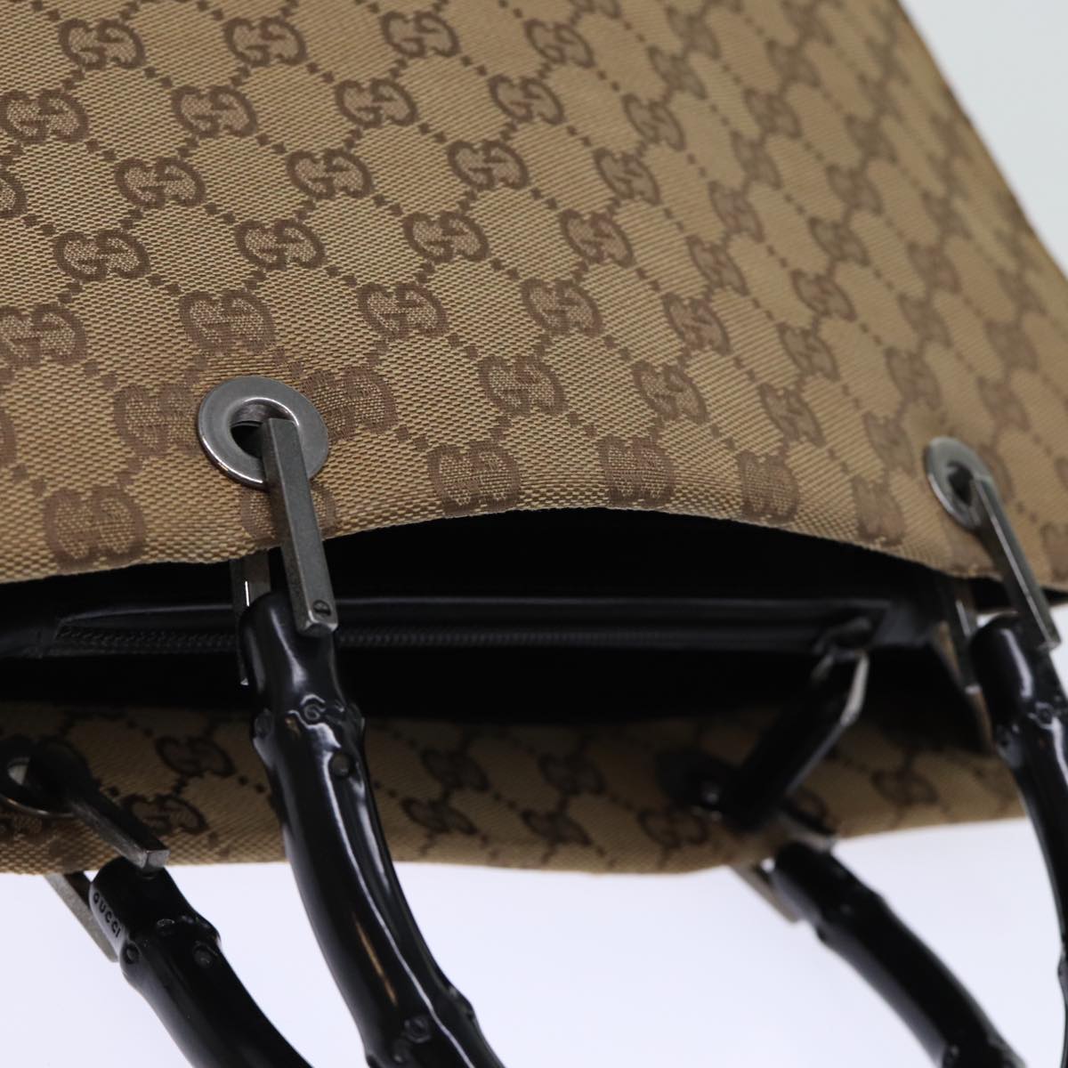 GUCCI Bamboo Hand Bag GG Canvas Beige 002 1010 yk12011