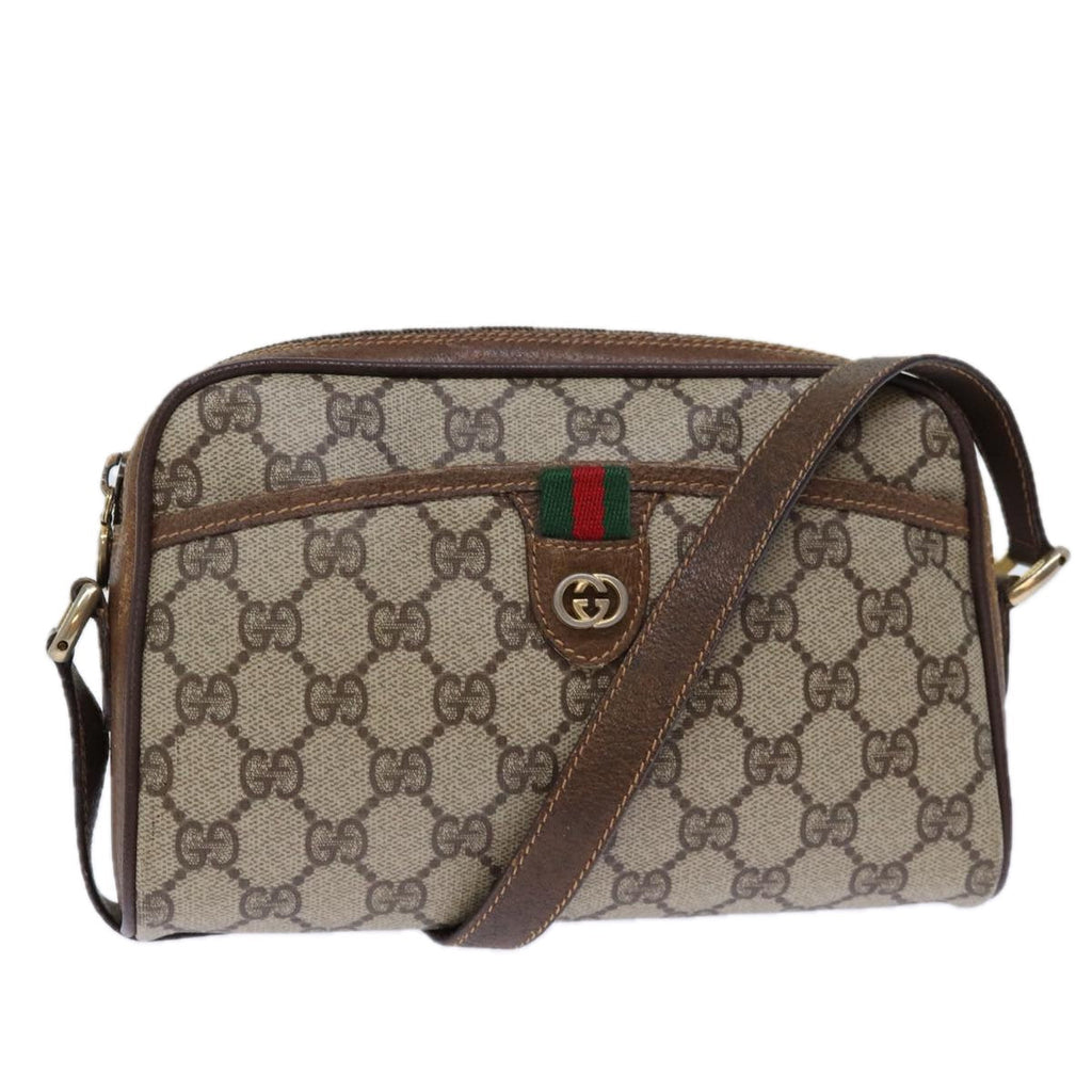 GUCCI GG Supreme Web Sherry Line Shoulder Bag PVC Beige 156 02 089 yk12027