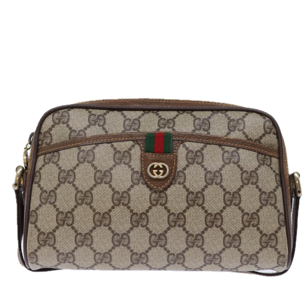 GUCCI GG Supreme Web Sherry Line Shoulder Bag PVC Beige 156 02 089 yk12027