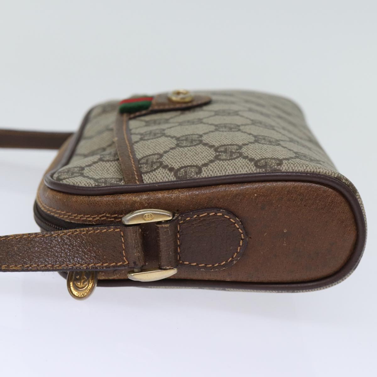 GUCCI GG Supreme Web Sherry Line Shoulder Bag PVC Beige 156 02 089 yk12027