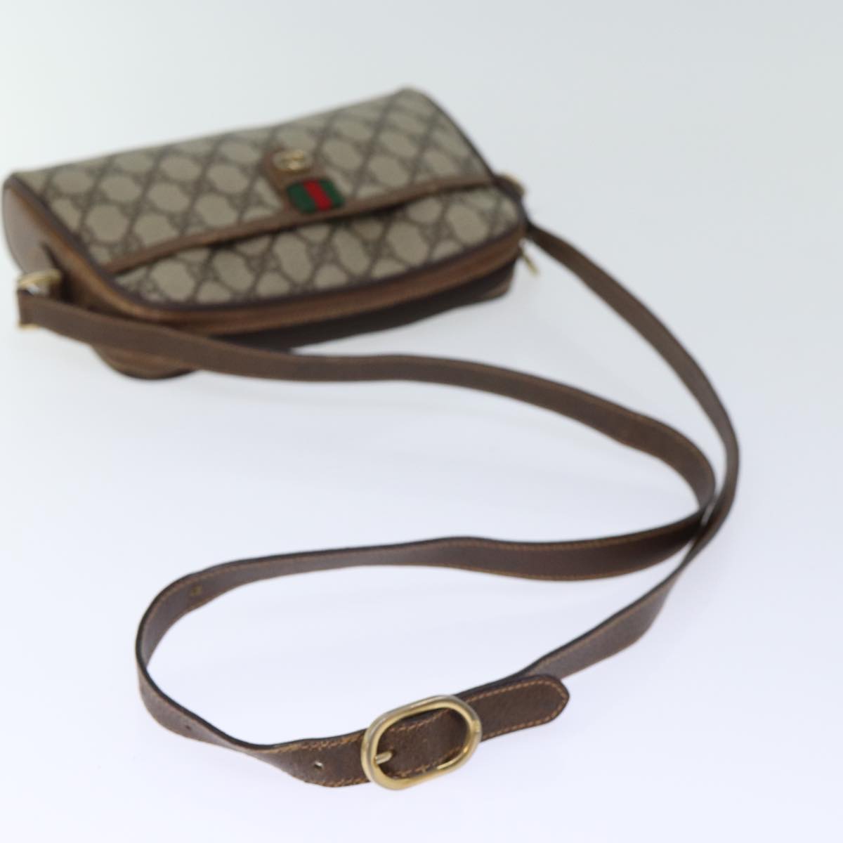 GUCCI GG Supreme Web Sherry Line Shoulder Bag PVC Beige 156 02 089 yk12027