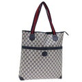 GUCCI GG Supreme Sherry Line Tote Bag PVC Navy Red yk12029
