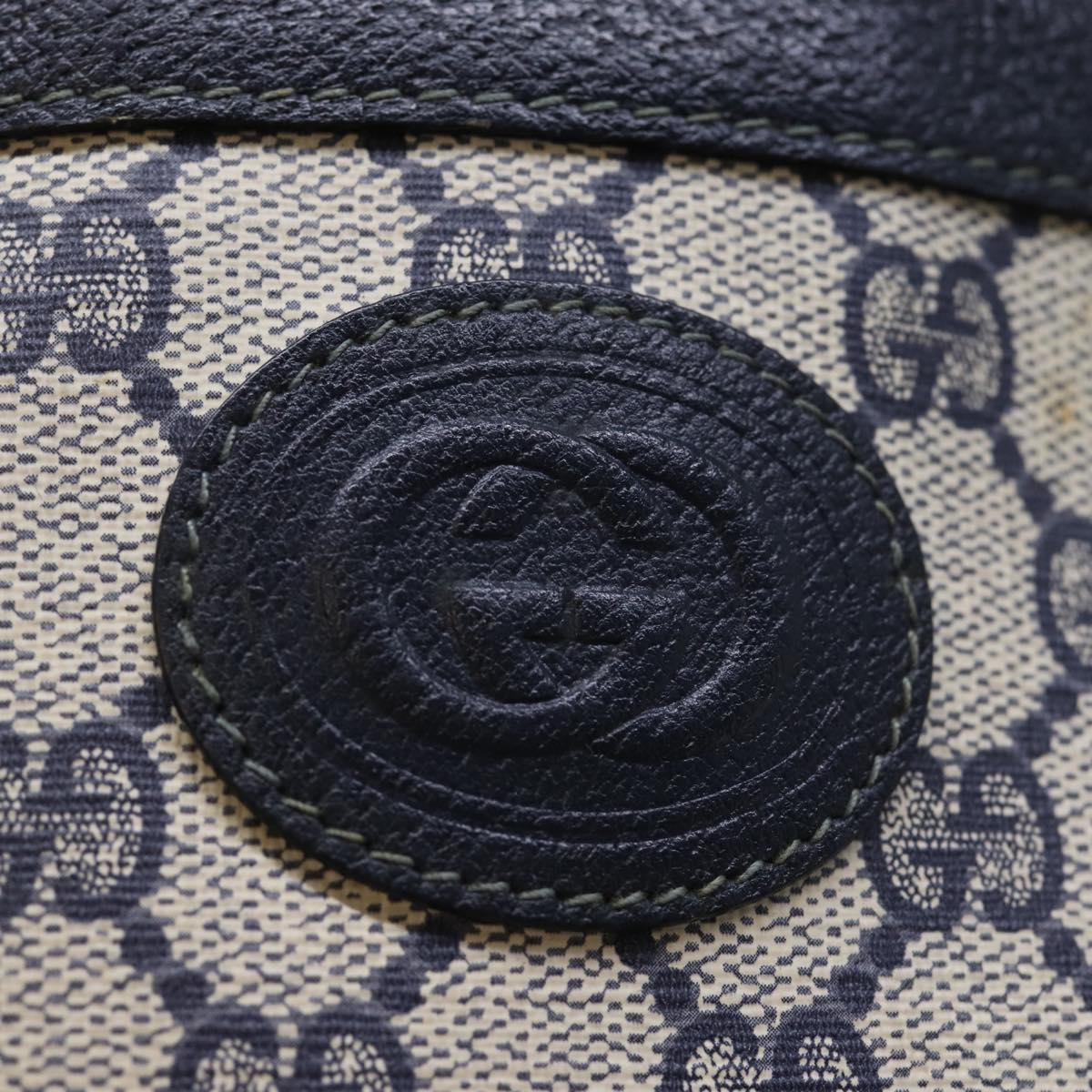 GUCCI GG Supreme Sherry Line Tote Bag PVC Navy Red yk12029