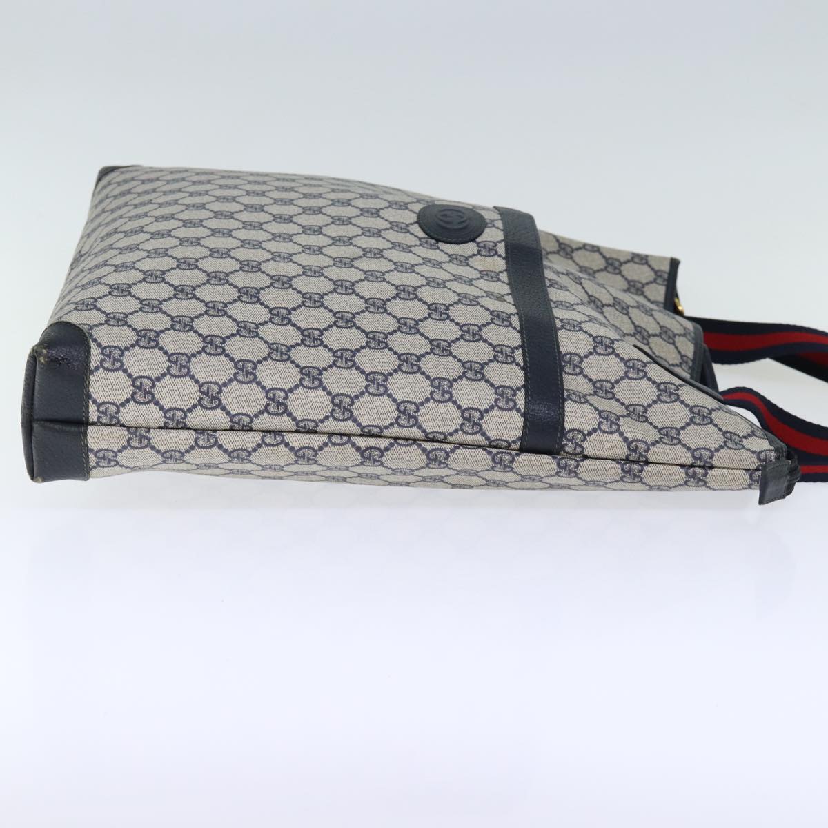 GUCCI GG Supreme Sherry Line Tote Bag PVC Navy Red yk12029