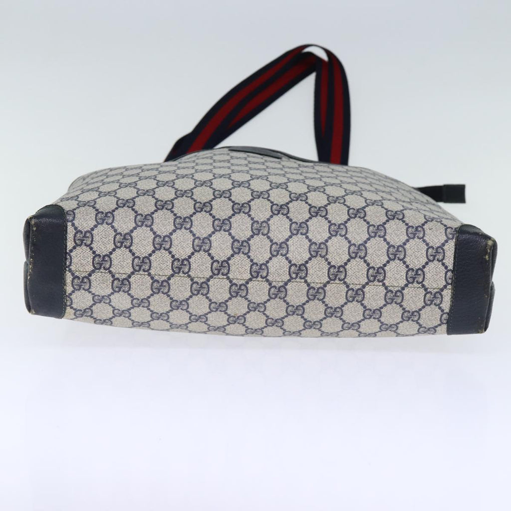 GUCCI GG Supreme Sherry Line Tote Bag PVC Navy Red yk12029