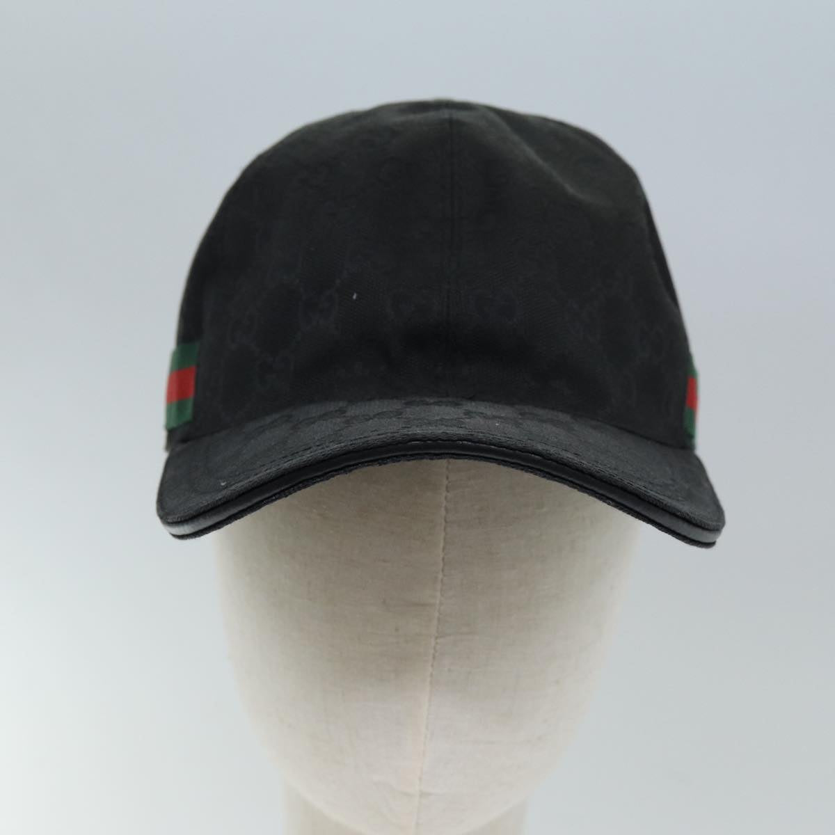 GUCCI GG Canvas Web Sherry Line Cap XL Black Red Green 200035 yk12030