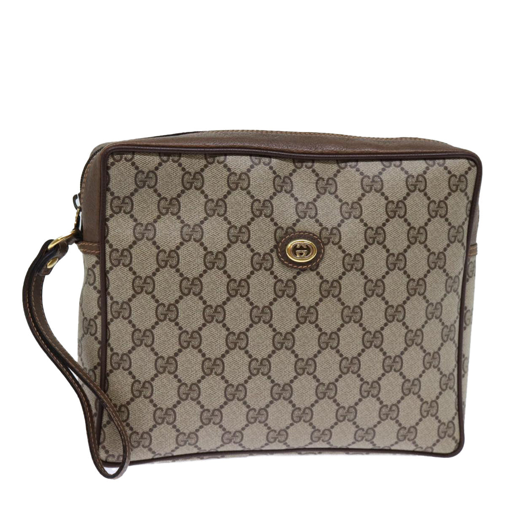 GUCCI GG Supreme Clutch Bag PVC Beige 156 01 053 yk12050