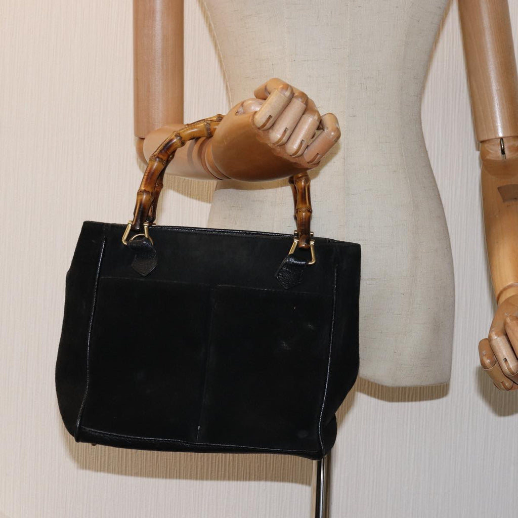 GUCCI Bamboo Hand Bag Suede Black 000 122 0316 yk12056