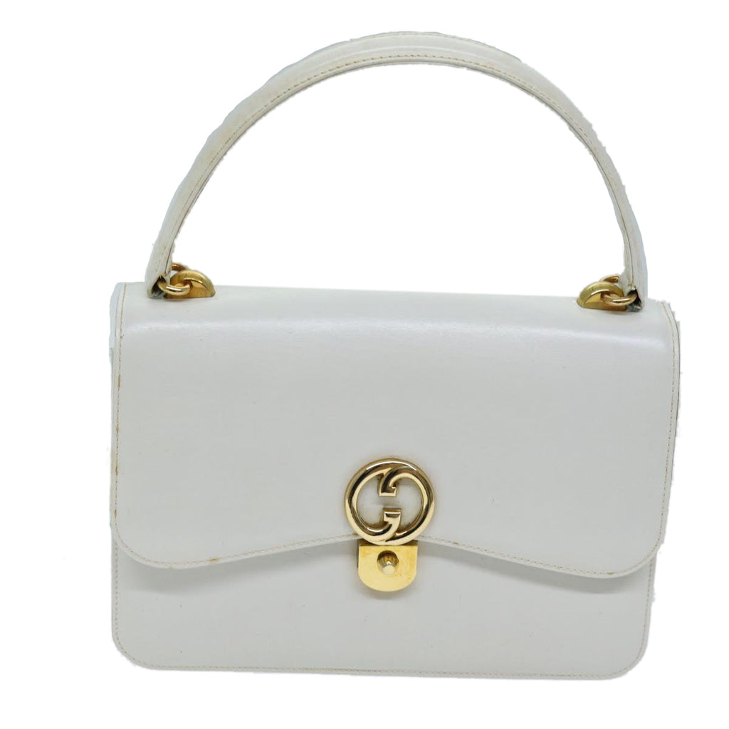 GUCCI Hand Bag Leather White yk12076