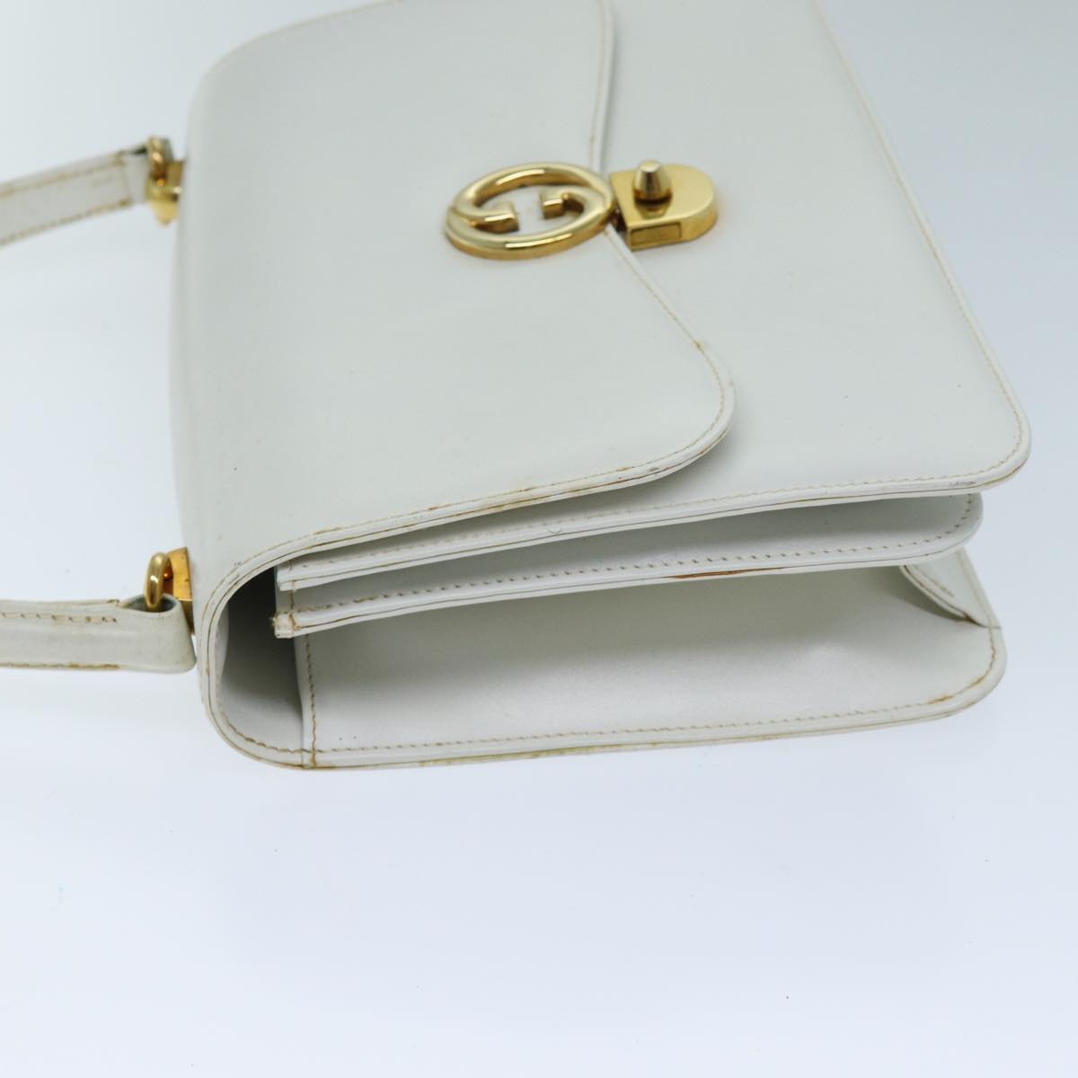 GUCCI Hand Bag Leather White yk12076