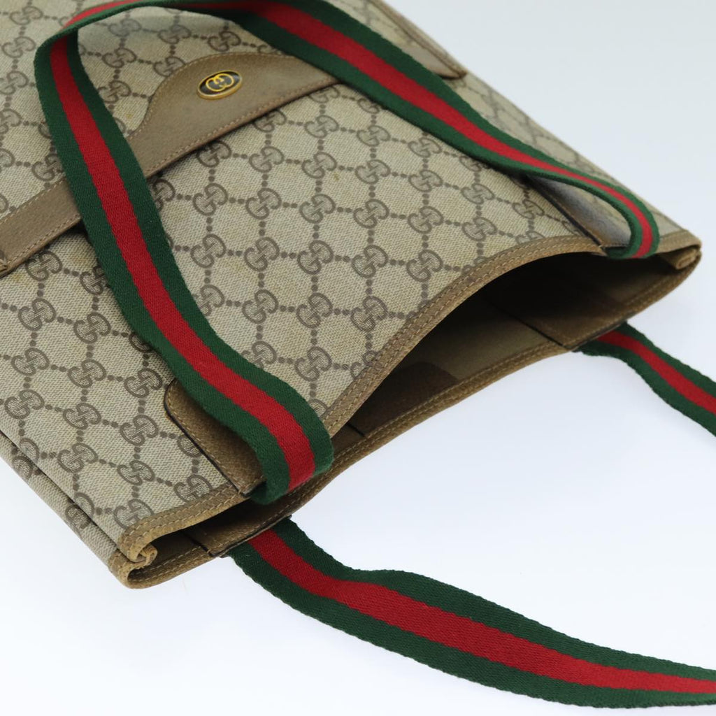 GUCCI GG Supreme Web Sherry Line Tote Bag Beige Red Green 39 02 003 yk12080