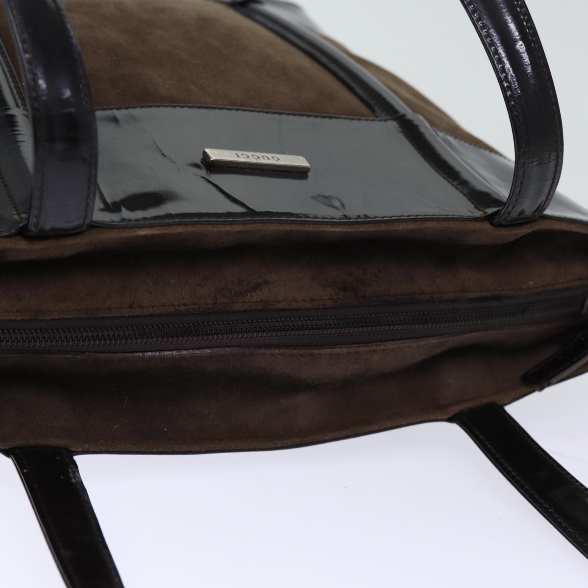 GUCCI Tote Bag Suede Brown yk12084