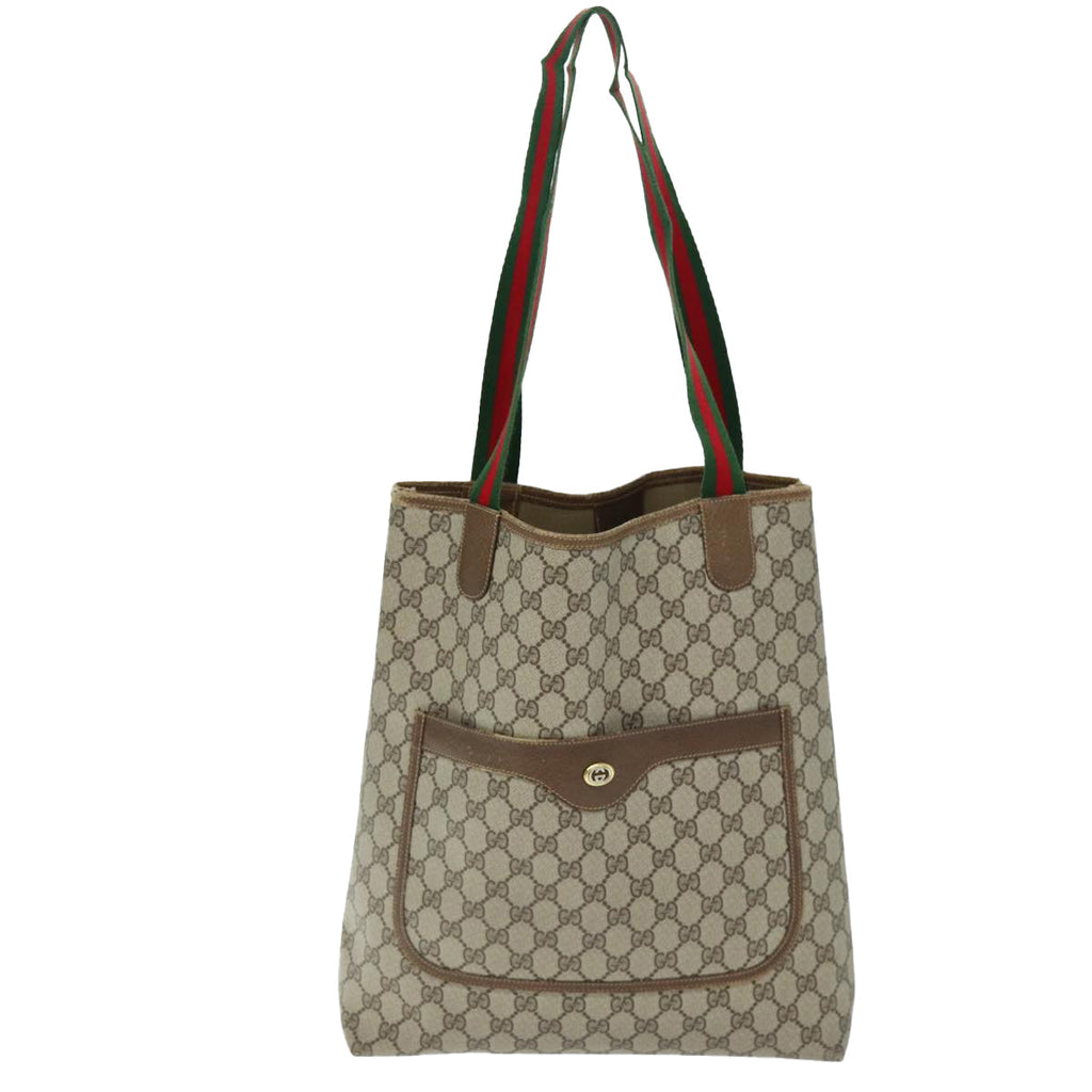 GUCCI GG Supreme Web Sherry Line Tote Bag Beige Red Green 40 02 003 yk12106