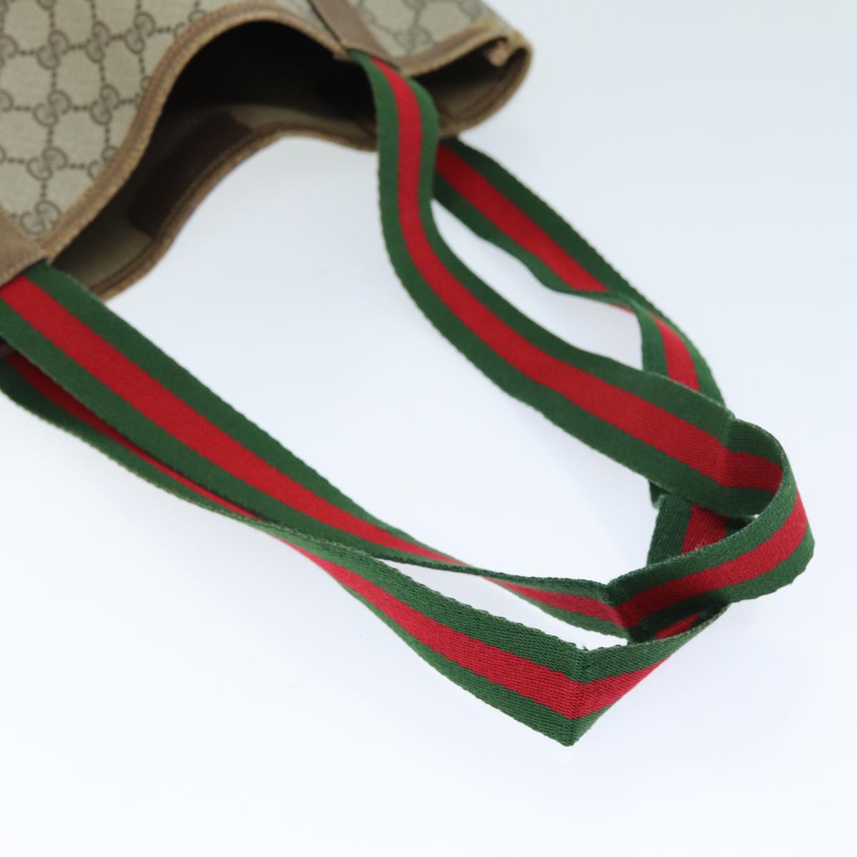 GUCCI GG Supreme Web Sherry Line Tote Bag Beige Red Green 40 02 003 yk12106
