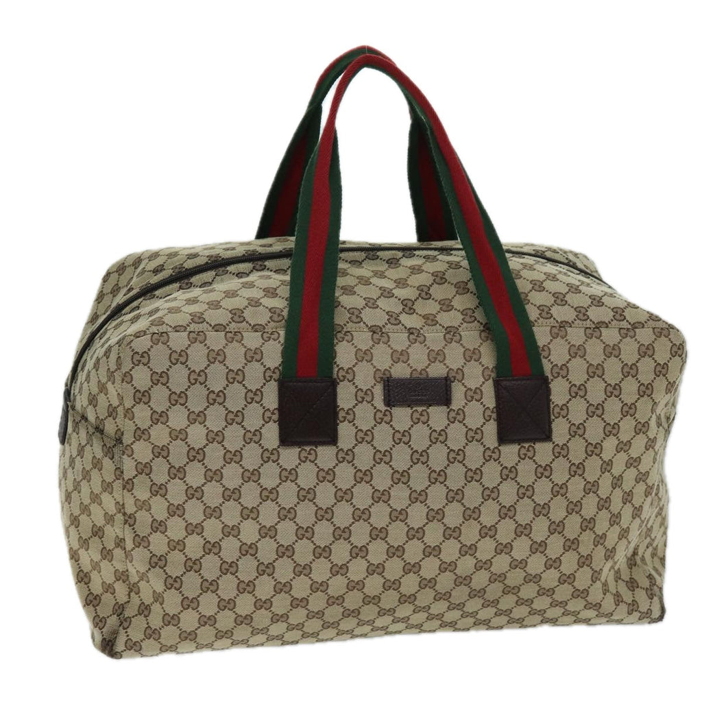 GUCCI GG Canvas Web Sherry Line Boston Bag Beige Green Red 146310 yk12176